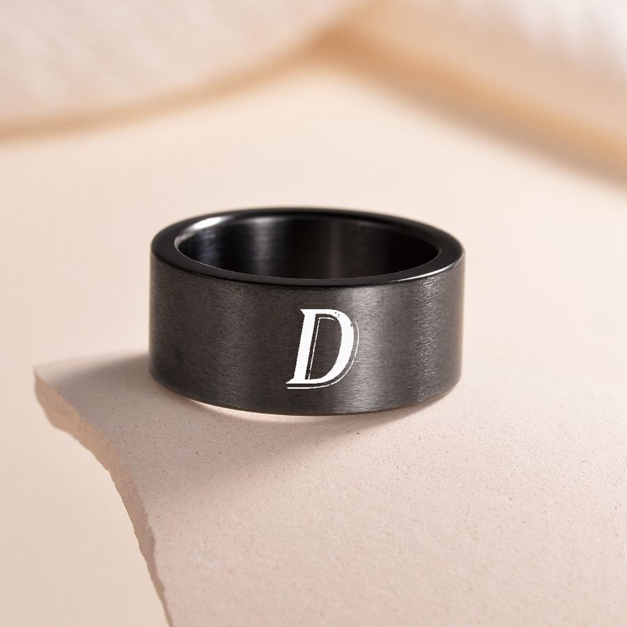 Planderful Everyday Genie Fade Resistant Stainless Steel Letter Ring For Men And Women