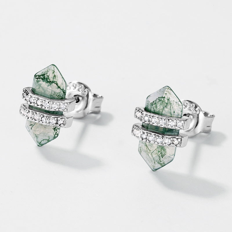 Planderful Everyday Genie – Cross-border New Trend Fashion Green Moss Sterling Silver Earrings Women's Jewelry Amazon Hot Sale
