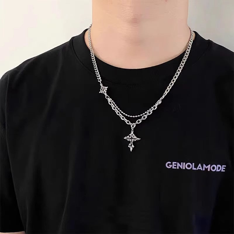 Planderful Jewelry Cross Pendant Necklace for Men in Stainless Steel, Modern Everyday Luxury