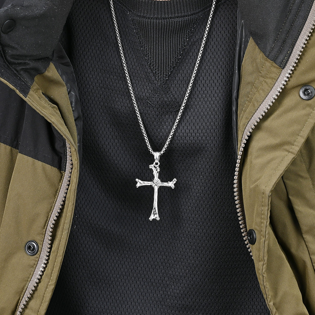 Amazon Titanium Steel Bone Cross Necklace for Men Wholesale