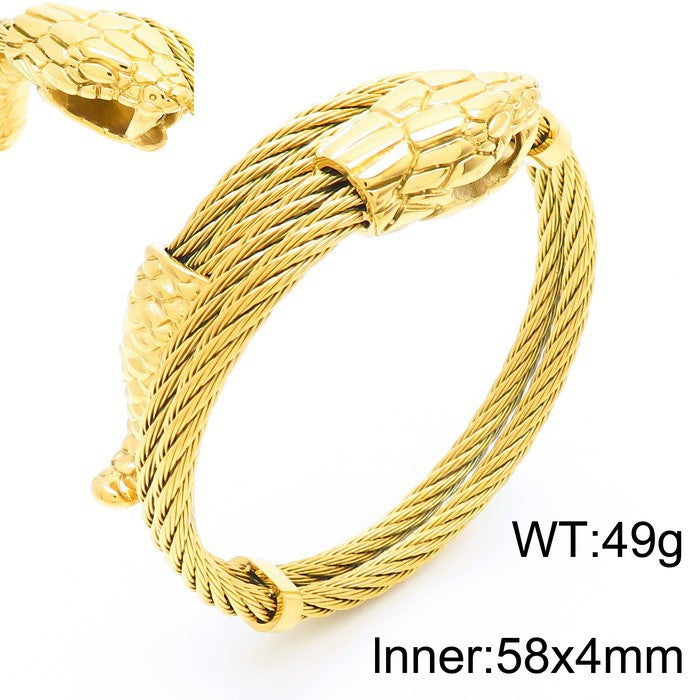 Braided Wire Steel Wire Bracelet – Street Rock Hip-Hop Multi-Color Zodiac Snake Titanium Steel