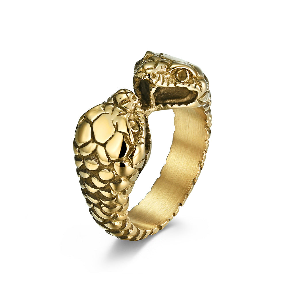 Double-Headed Snake Stainless Steel Women's Ring – Stainless Steel Antique Snake