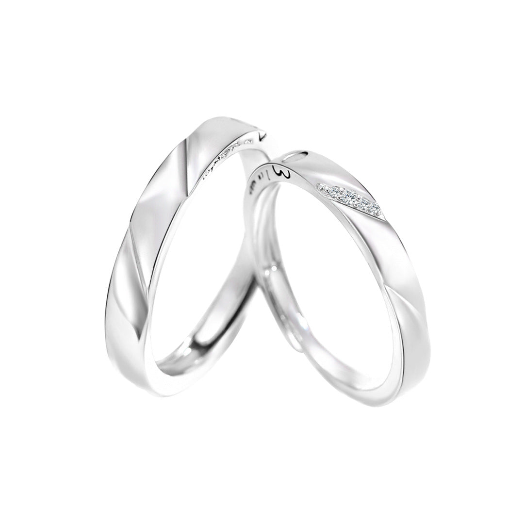 Planderful Jewelry Sterling Silver Couple Ring Magnetic Opening Adjustable For Men And Women