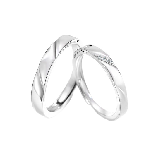 Planderful Jewelry Sterling Silver Couple Ring Magnetic Opening Adjustable For Men And Women