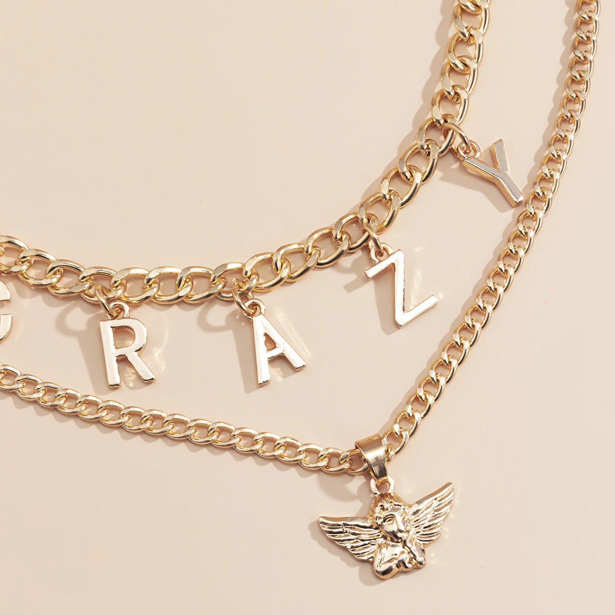 Planderful Vienna Verve Letter Tassel Necklace For Women - Retro Collarbone Chain Hip Hop Angel Style Statement Jewelry