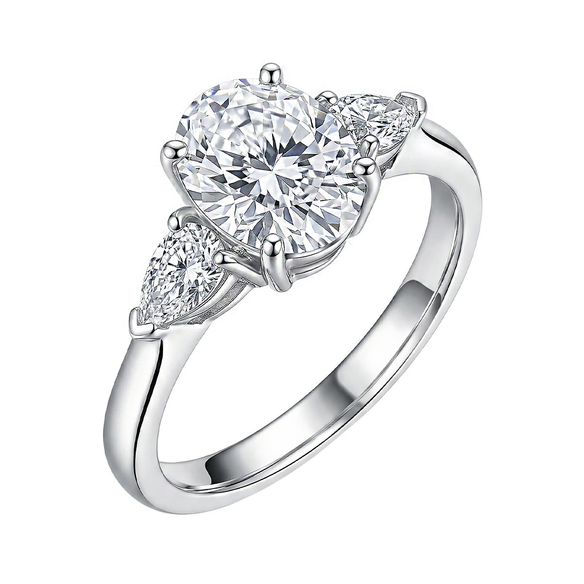 Oval Egg-Shaped S925 Sterling Silver Women's Ring