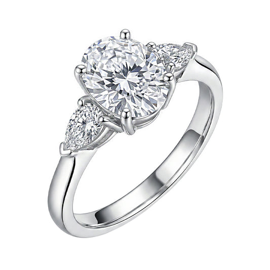 Oval Egg-Shaped S925 Sterling Silver Women's Ring