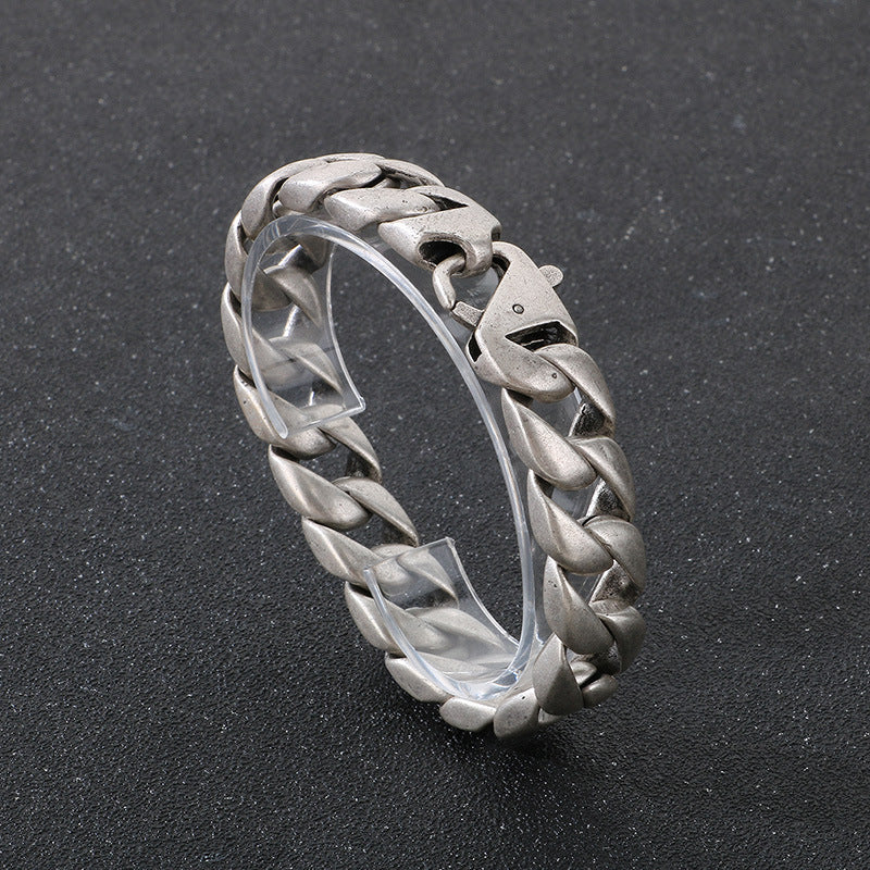 Retro Cuban Chain Titanium Steel Men Bracelet 15mm Classic