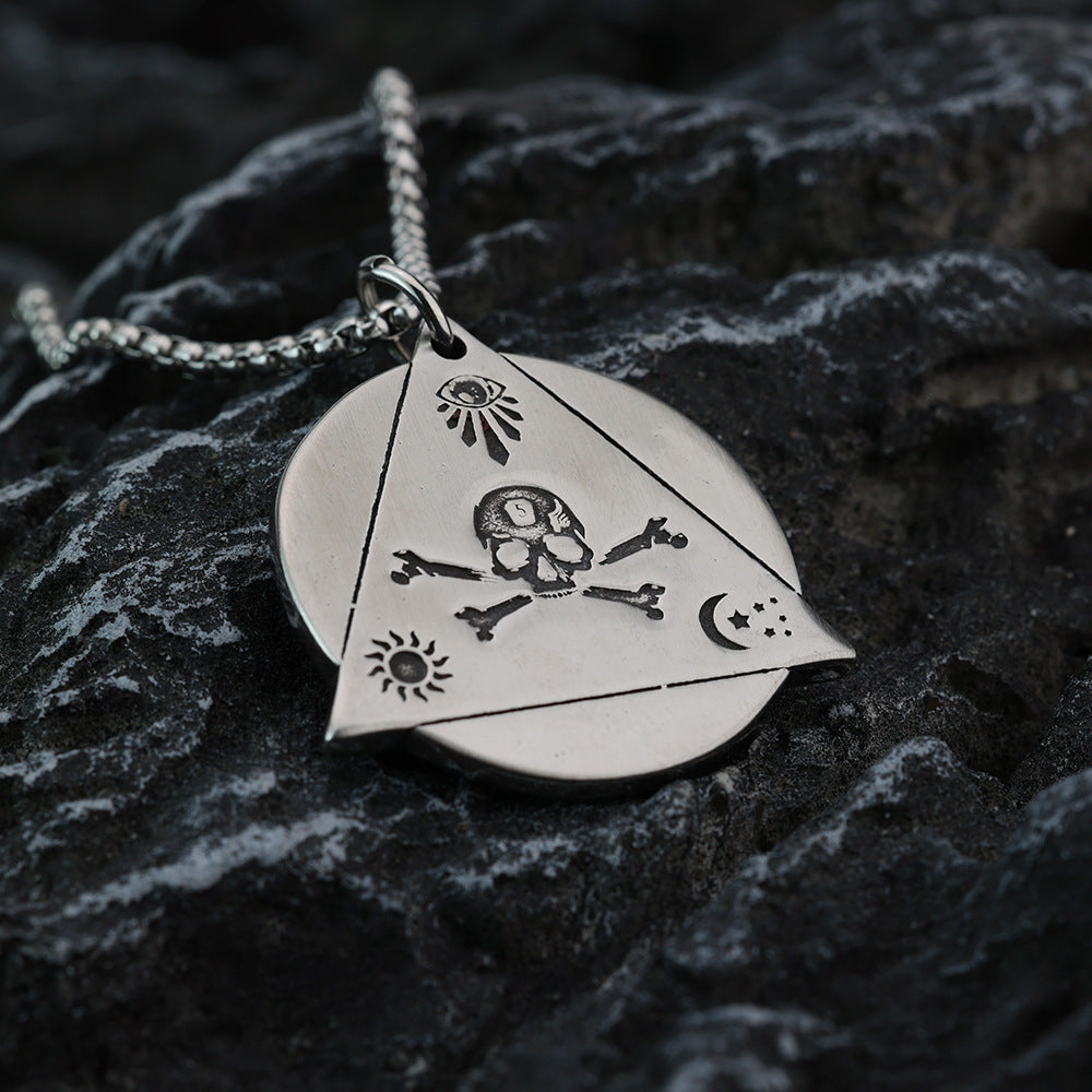 Vintage Men's Titanium Steel Freemason Devil's Eye Pendant