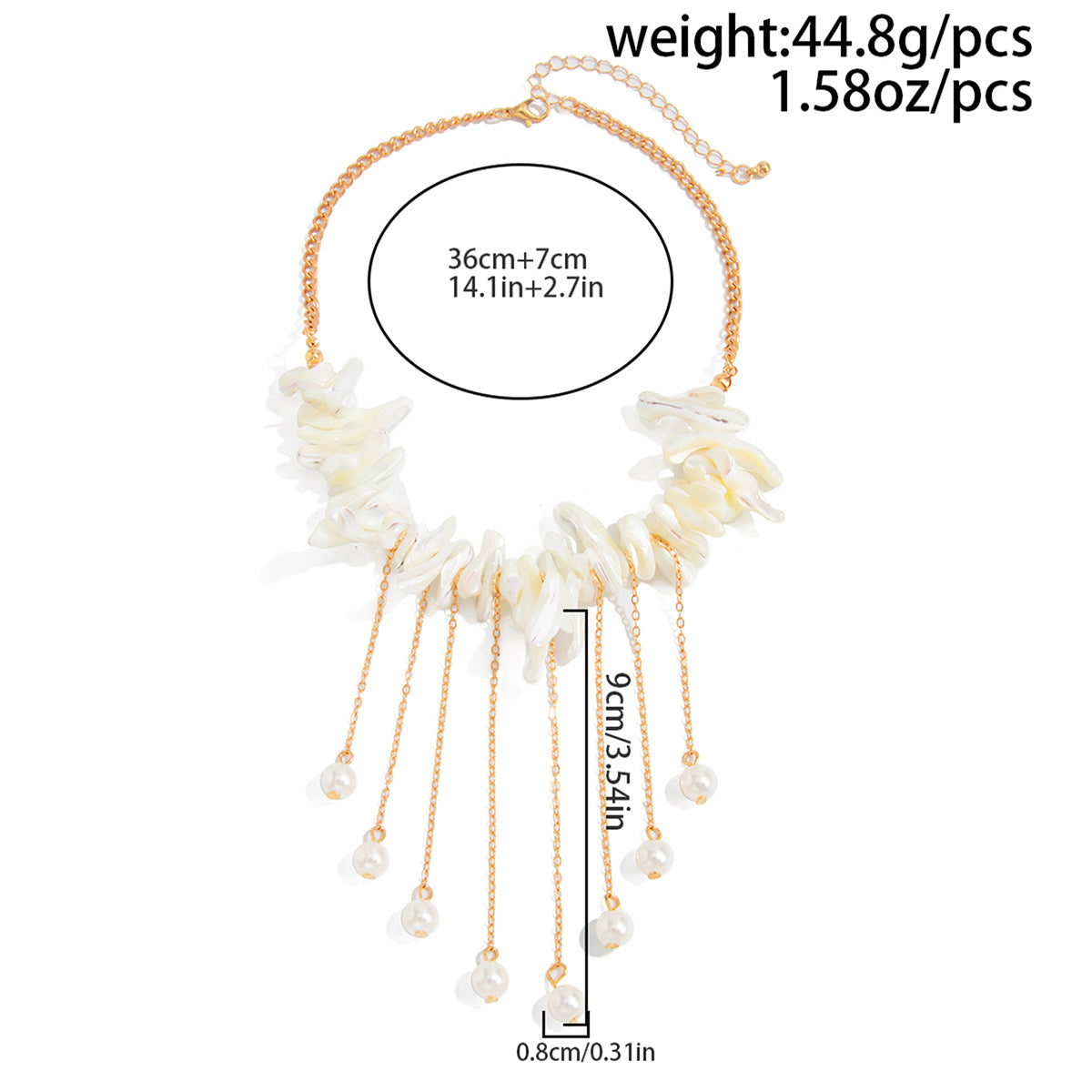 Irregular Shell Pearl Fringe Necklace