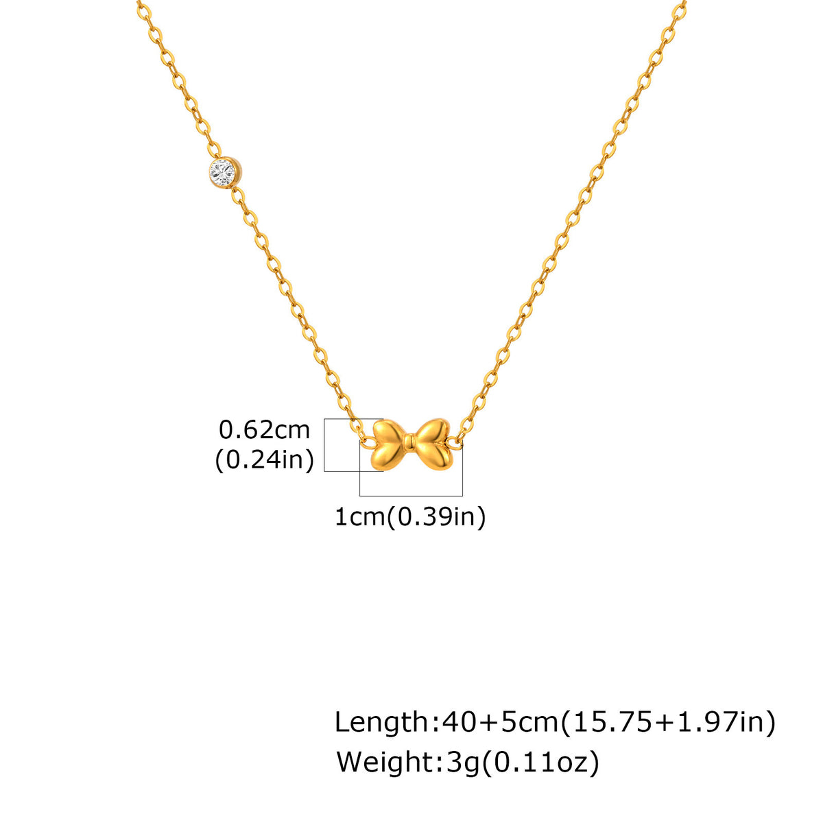 Style Women's – Stainless Steel Flat Cross Chain Zircon Heart Butterfly Necklace