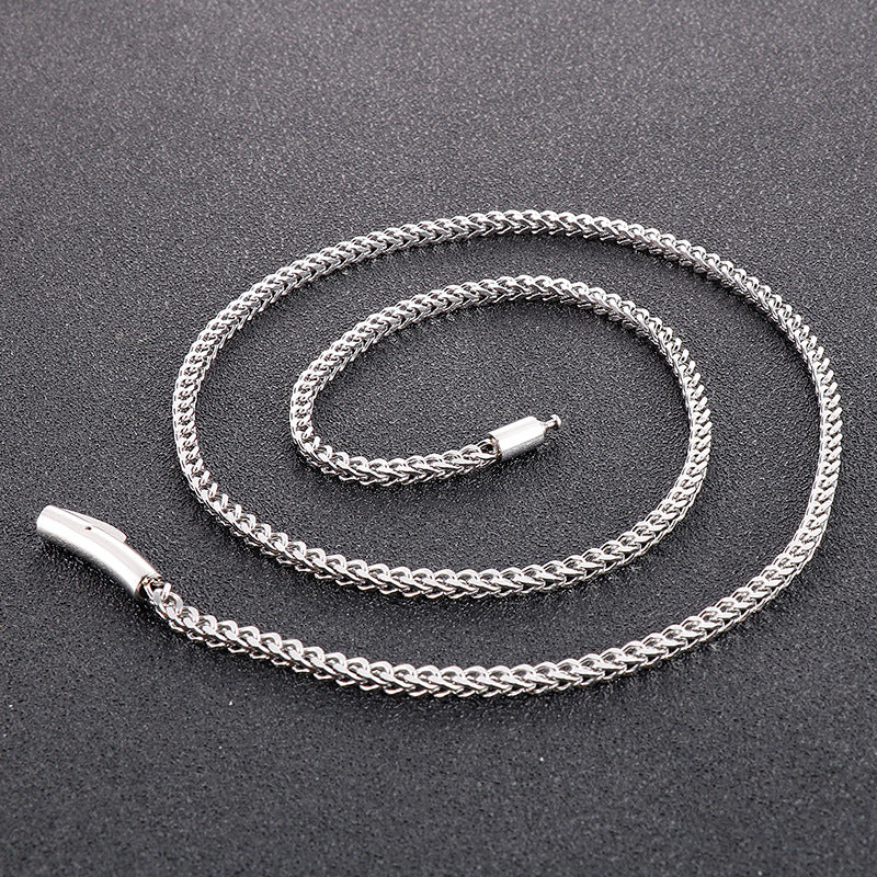 Trend 3mm Positive And Negative Keel Necklace, Hip-Hop Simple Electroplated Magnet Buckle Titanium