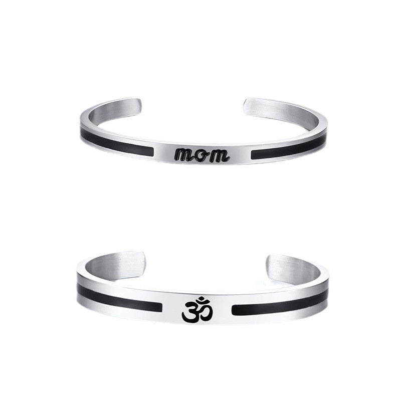 Titanium Steel Men's Opening Bracelet C-Shaped European Style