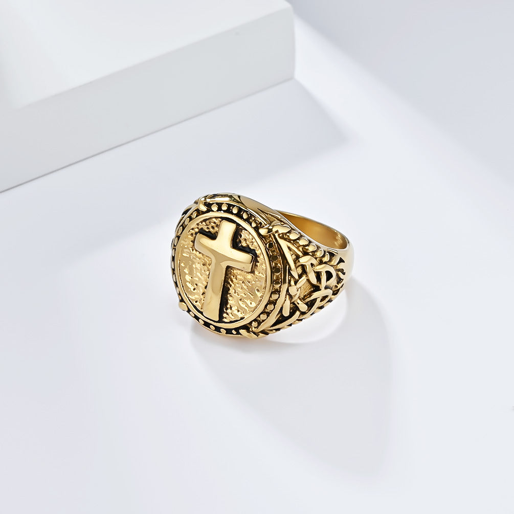 Steel Ring - Vintage Cross Ring For Men Stainless Steel Jewelry By Planderful Everyday Genie