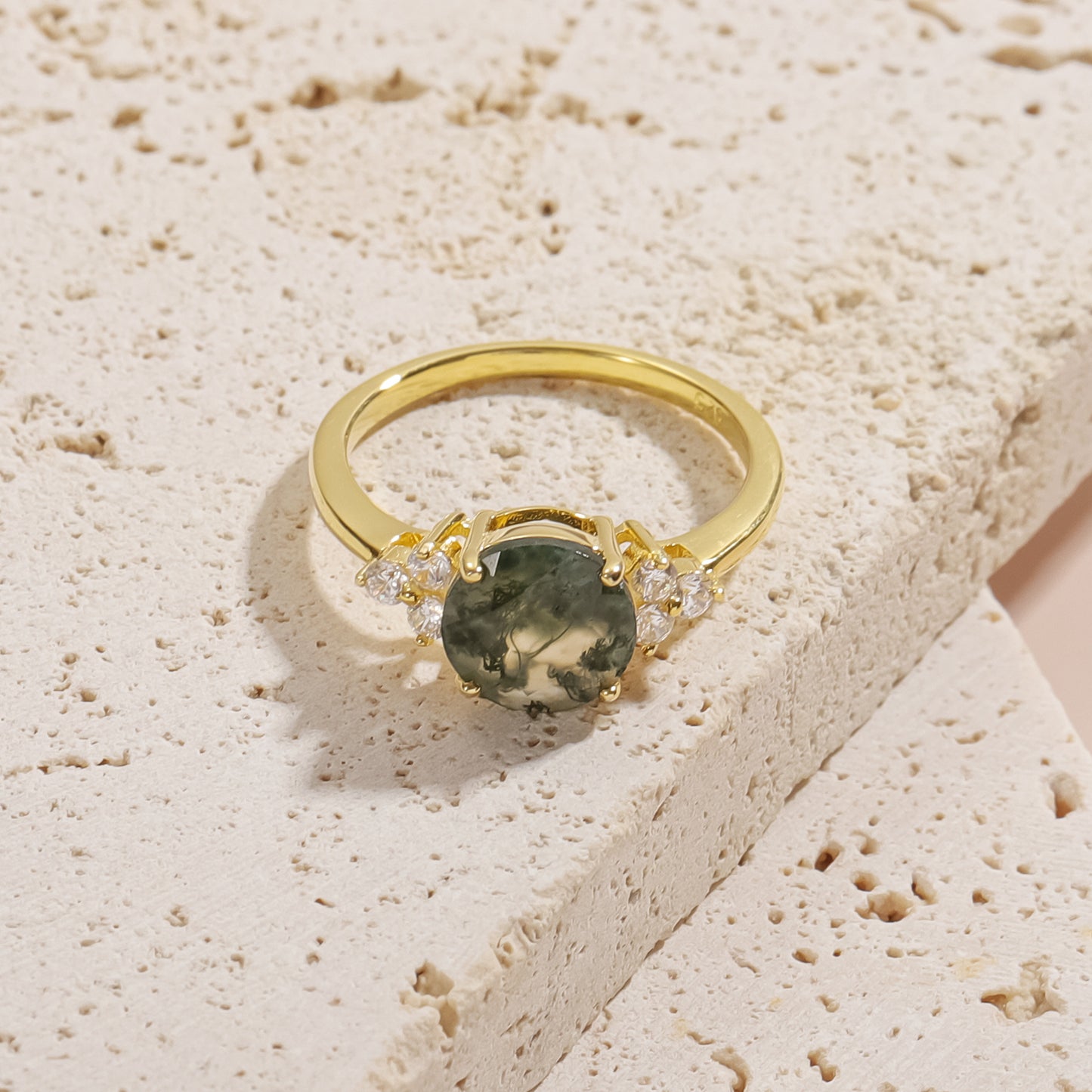 Amazon 1.9 Carat Moss Gemstone Ring S925 Silver Agate