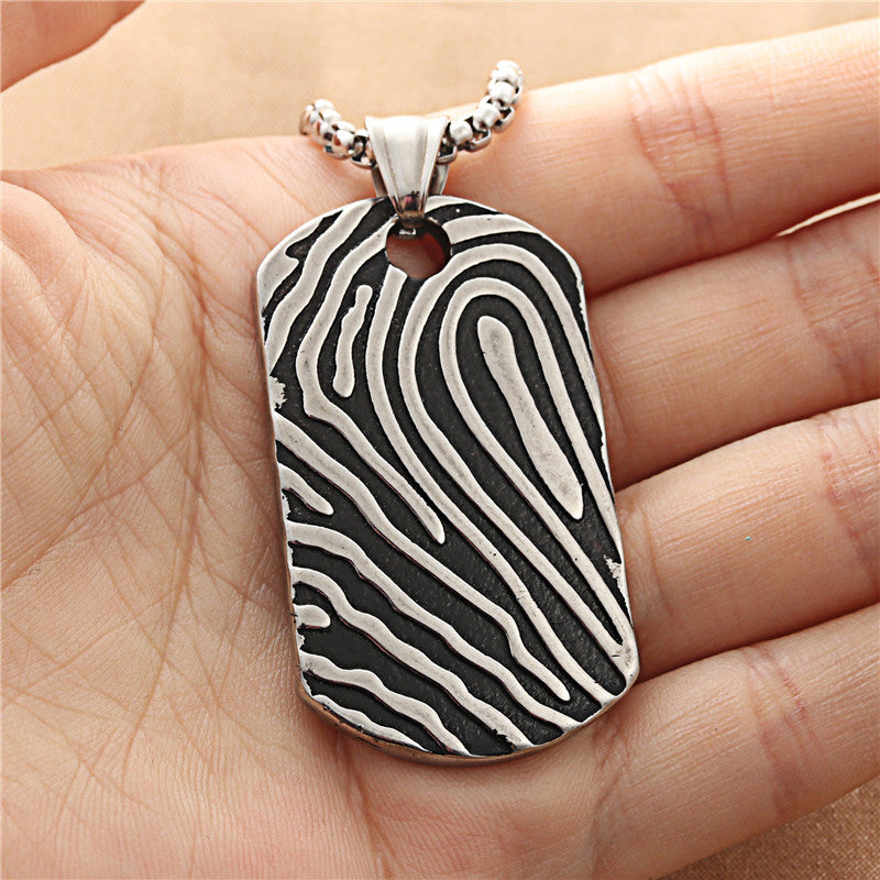 Punk Style Titanium Steel Thread Print Pendant Necklace for Men - Retro Trendy Stainless Steel Design