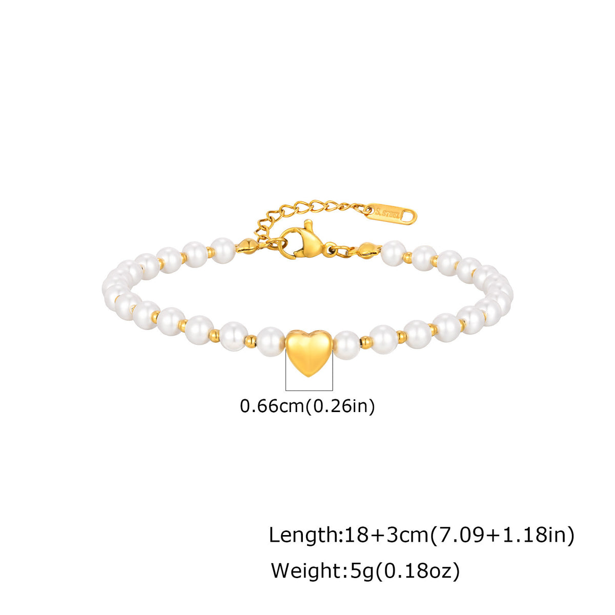 Heart Pearl Stainless Steel Bracelet Unisex