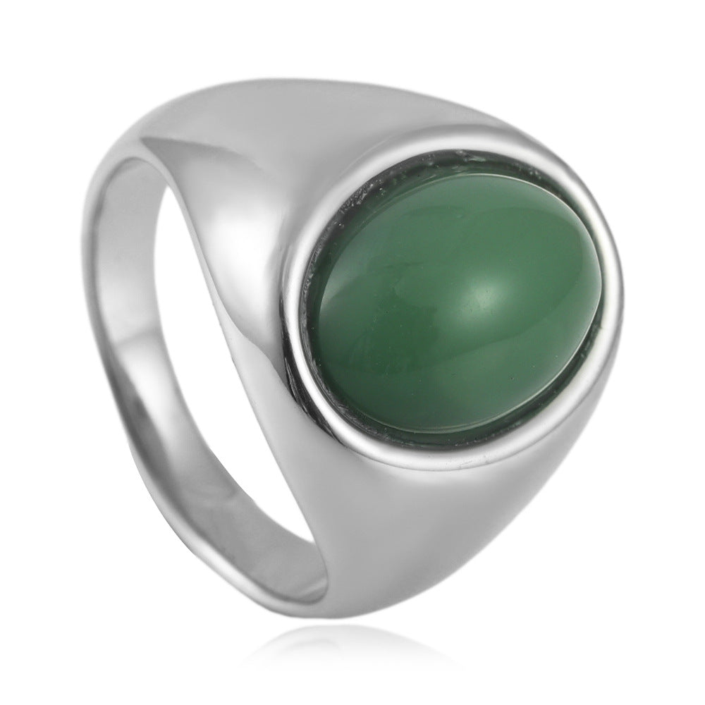 Planderful Titanium Steel Multi Color Stone Ring For Men And Unisex Punk Retro Statement Jewelry