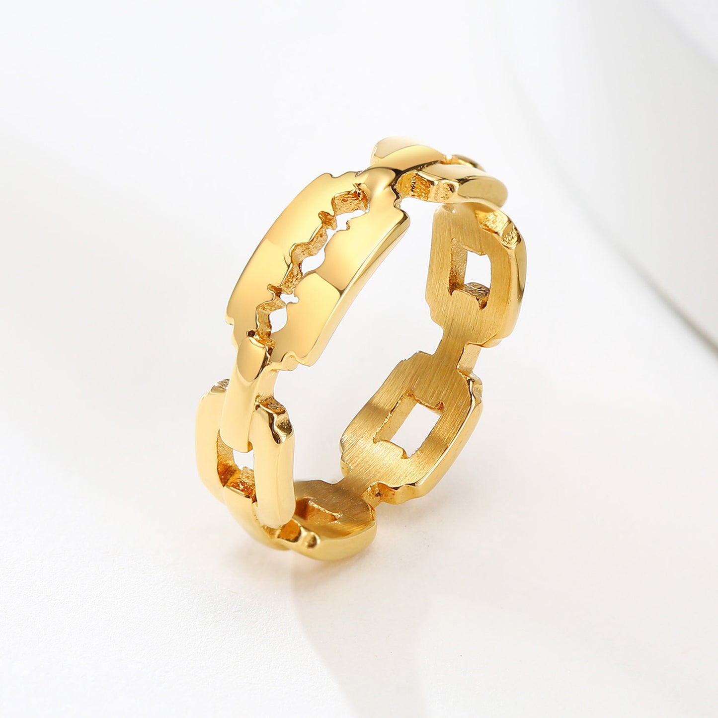 Stainless Steel Blade Personalized Chain Ring Female Jewelry