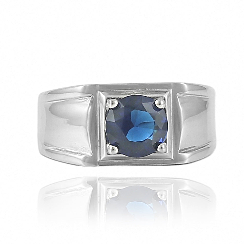 Trendy Titanium Steel Multicolor Gemstone Ring for Men and Women - Fashionable Everyday Wear