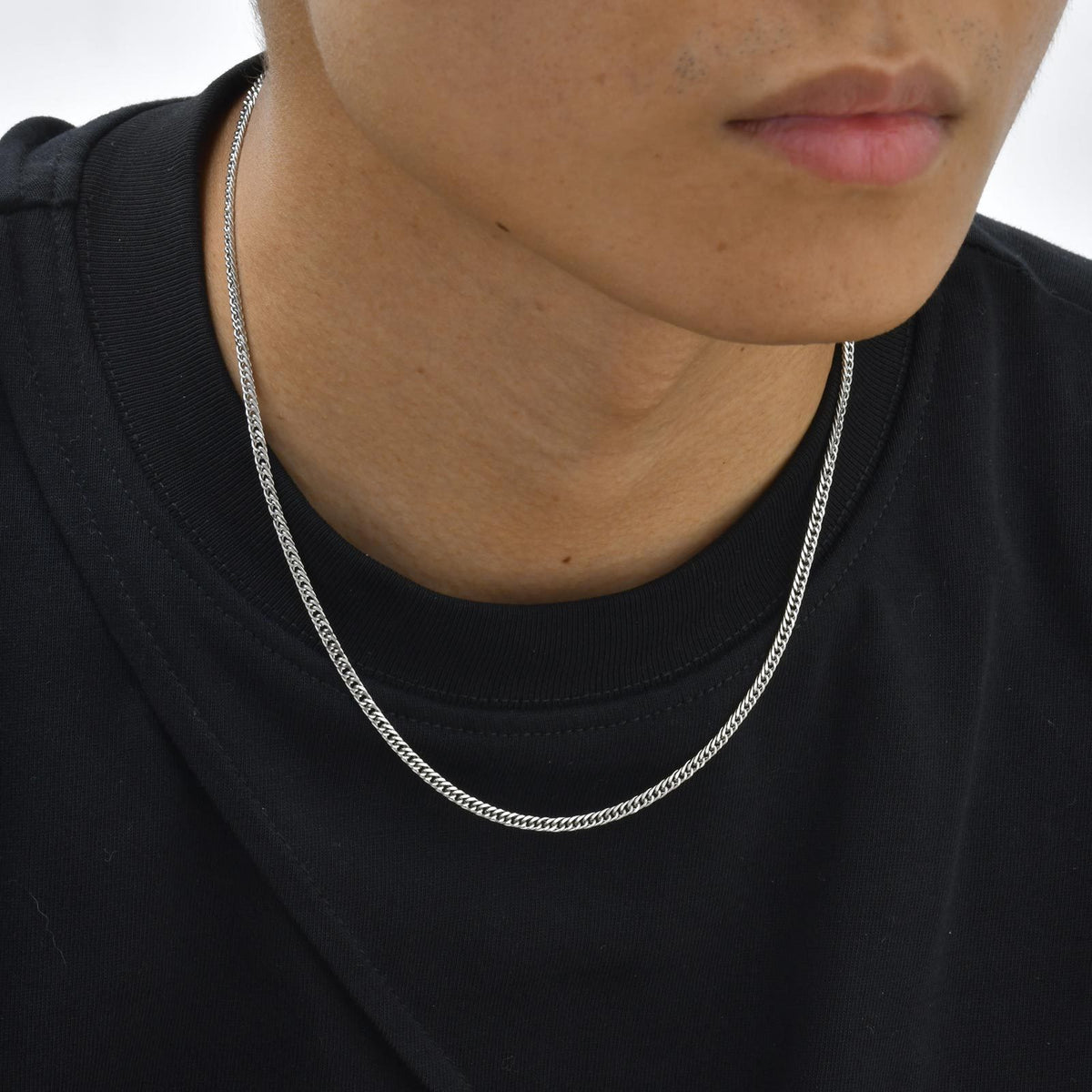 Stylish Men's Collarbone Chain Sweater Chain Stainless Steel Encrypted Four-Sided Necklace