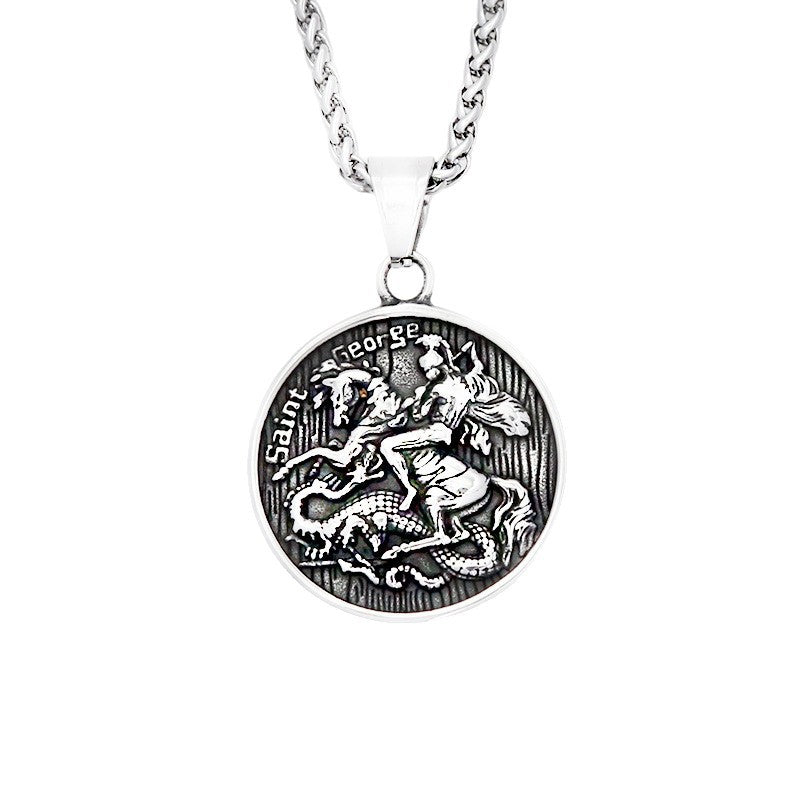 Planderful Mens Pendant Necklace Bold Stainless Steel Personalized Hip Hop Round Pendant For Men