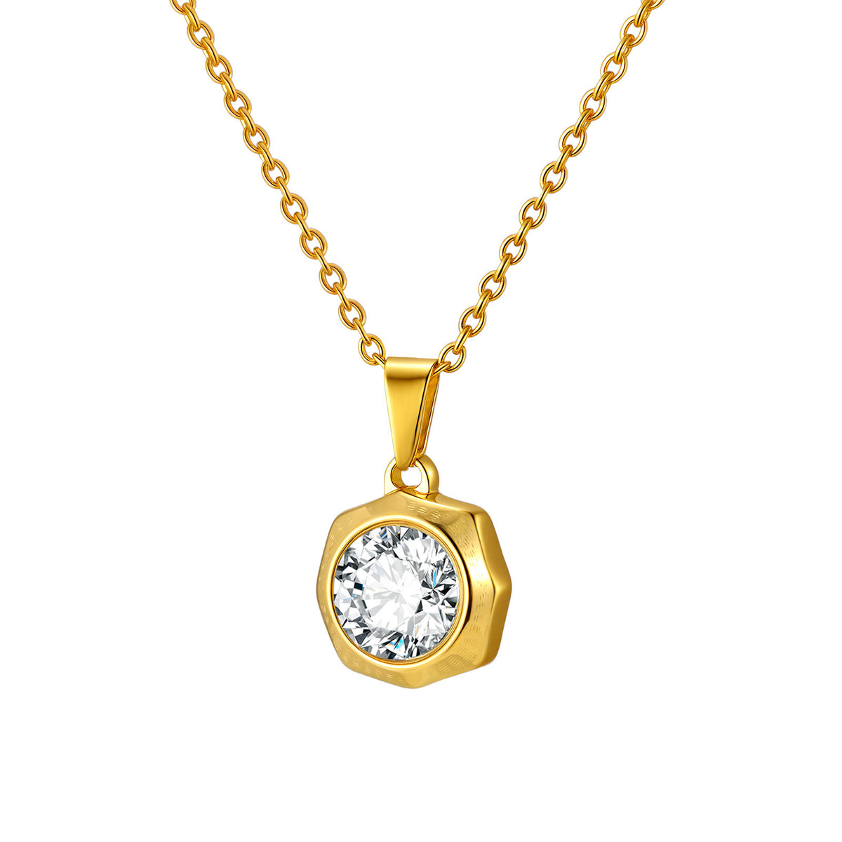 Zircon Geometric Stainless Steel Pendant for Women