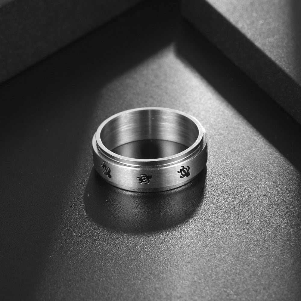 Cute Turtle Rotating Stainless Steel Ring for Men - Wholesale Animal Jewelry