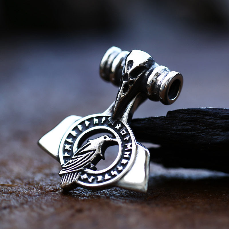 Norse Crow Pendant in Titanium Steel - Personalized Men's Accessory