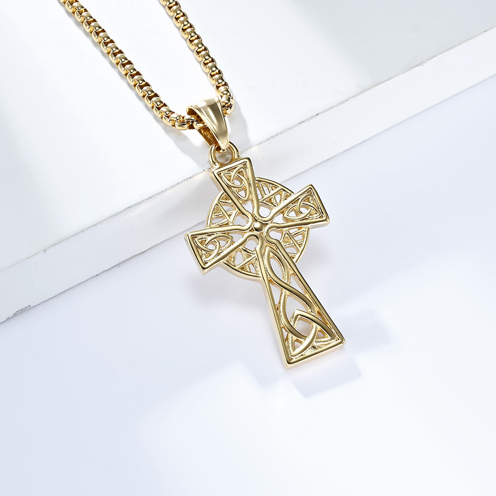 Steel Necklace - Vintage Nordic Celtic Cross