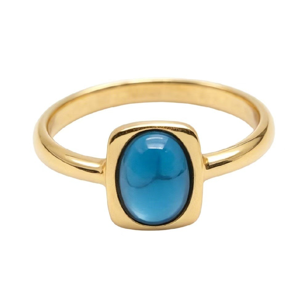 Colored Stone Titanium Steel Ring