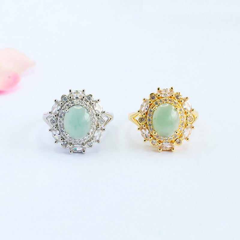 Blue-Water Jadeite Star Cluster Ring