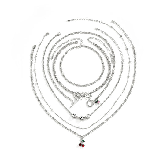 Planderful Vienna Verve Letter Dice Necklace For Women With Colorful Fruit Zircon Set Elegant Statement