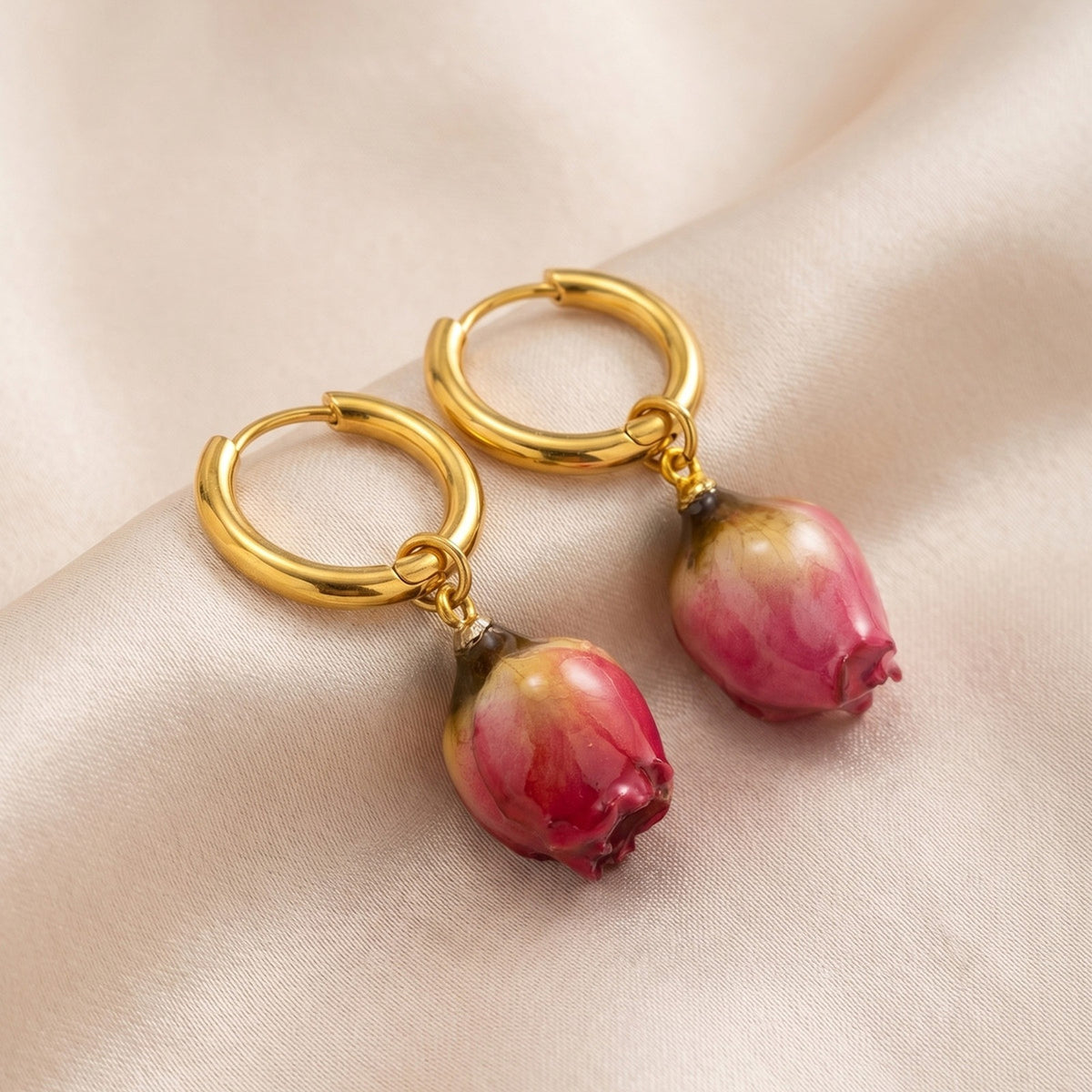 Stainless Steel Floral Cat Earrings