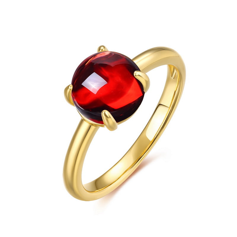 S925 Sterling Silver Colored Crystal Geometric Ring