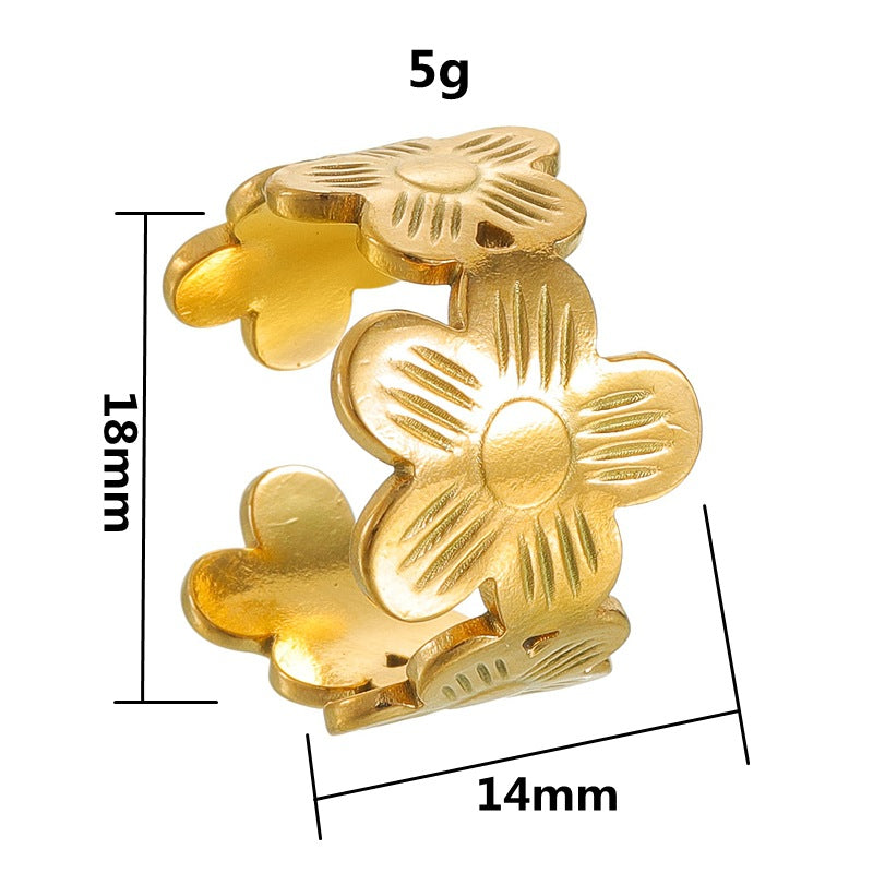 Stainless Steel Open Floral Ring For Women And Men Adjustable Durable Everyday Genie Planderful