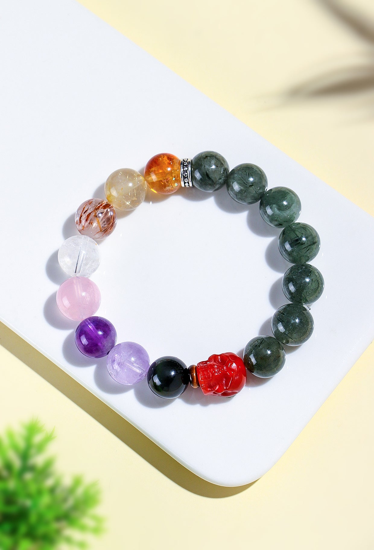 Planderful Fortune's Favor Bracelet – Unique Natural Green Hair Crystal Design
