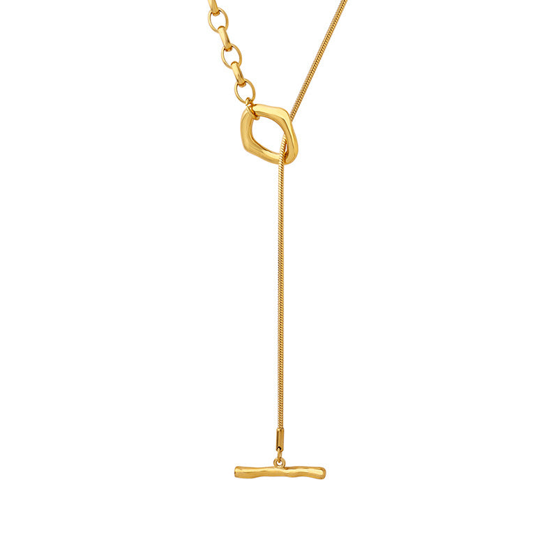 18k Gold Plated Sweater Chain Necklace for Women - Adjustable Length European & American Trendy Jewelry