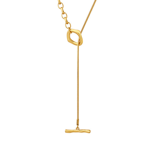 18k Gold Plated Sweater Chain Necklace for Women - Adjustable Length European & American Trendy Jewelry