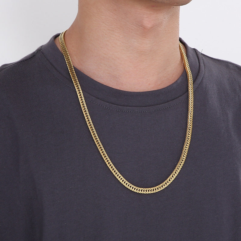 Versatile Stainless Steel Encrypted Whip Chain Necklace, And Popular Buckle Titanium Steel Chain