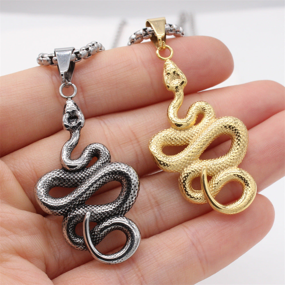 Titanium Steel Snake Pendant For Men And Women Bold Statement Necklace By Planderful