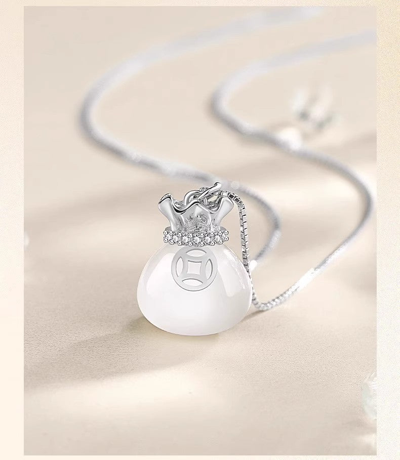 Planderful S925 Sterling Silver Chalcedony Necklace For Women Elegant Collarbone Chain Gift