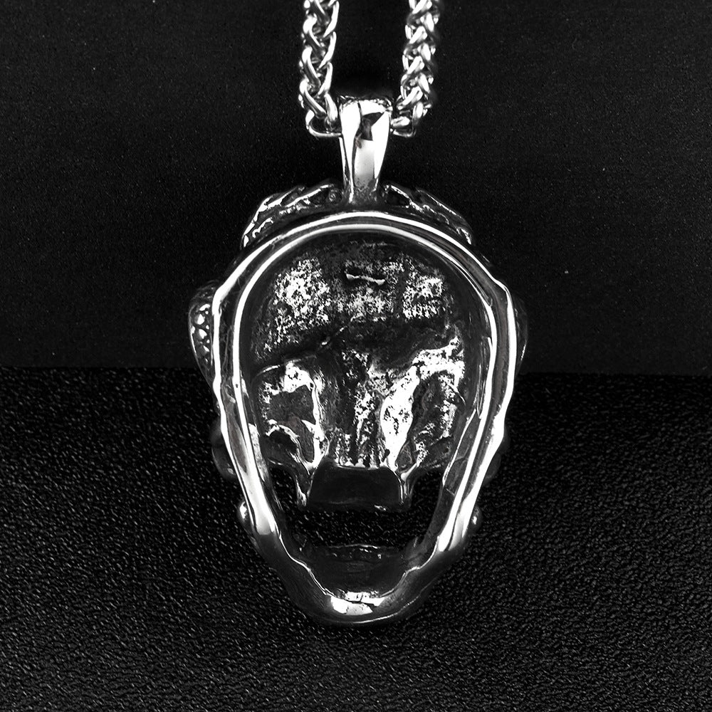 European and American Jewelry Stainless Steel Men's Pendant Necklace Retro Hollow Skull Pendant