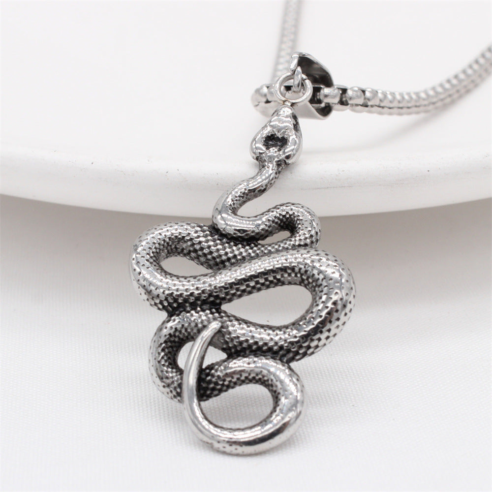 Titanium Steel Snake Pendant For Men And Women Bold Statement Necklace By Planderful