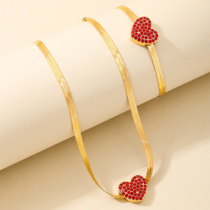 Charming Red Flash Zircon Love Snake Jewelry Set for Women