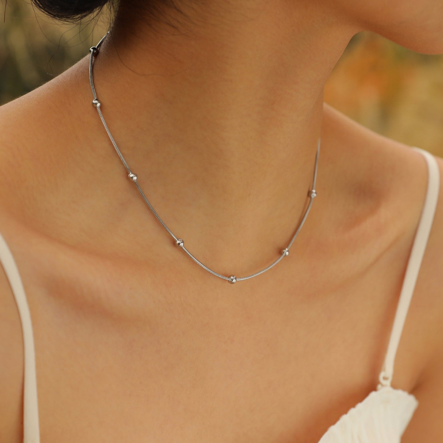 Necklaces Stainless Steel Round Bead Spacer Women's Necklace Bracelet