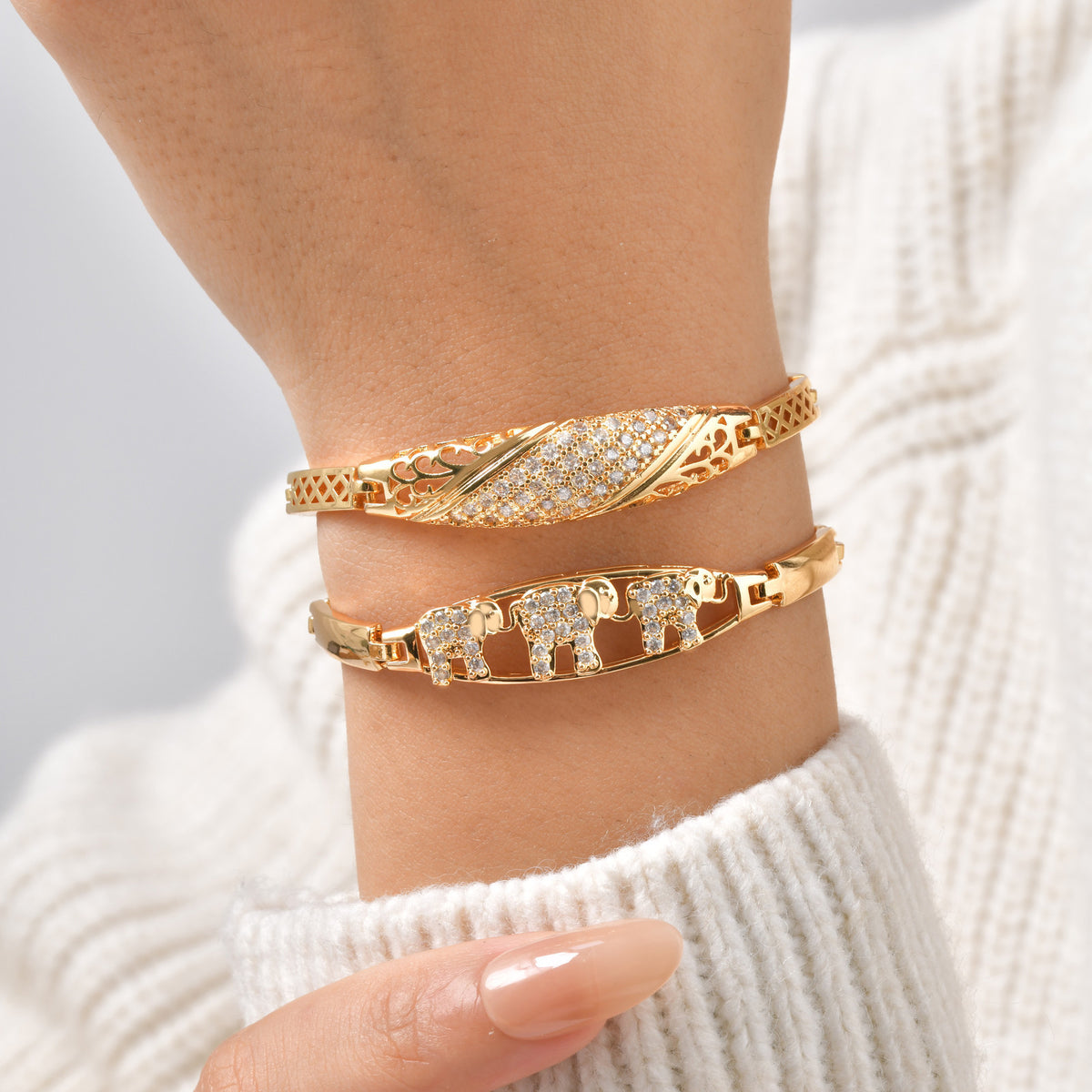 Delicate Zircon Copper Bracelet Collection