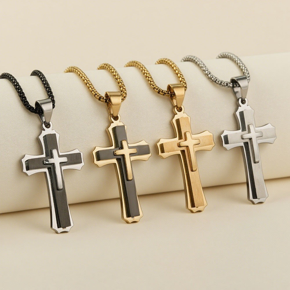 1. Planderful Stainless Steel Cross Pendant Necklace For Men Hip Hop Style Gift Worthy Jewelry
