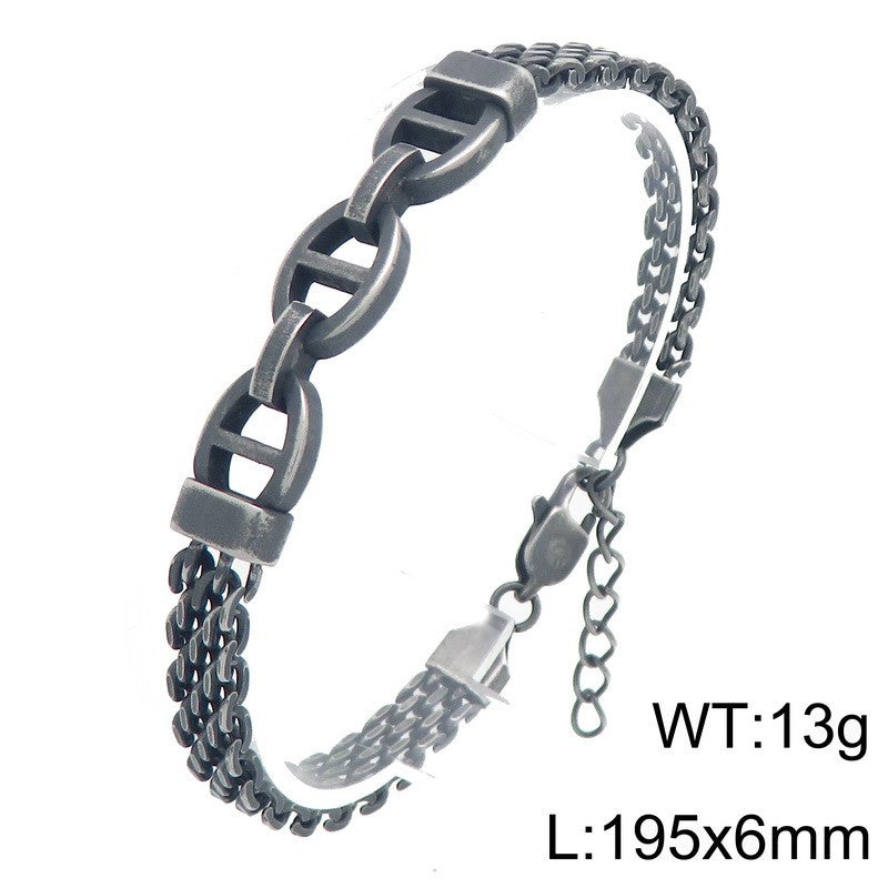 Mesh Chain – Pig Nose Curved Bar Stainless Steel Men's Strap Chain Bracelet