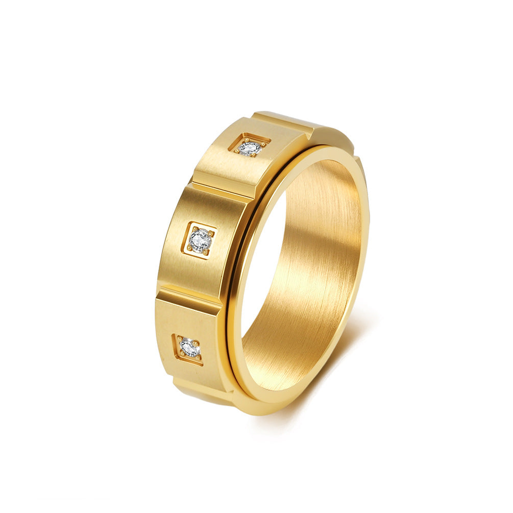 Planderful Titanium Zircon Ring Rotating Matte Finish Unisex For Men And Women Premium Statement